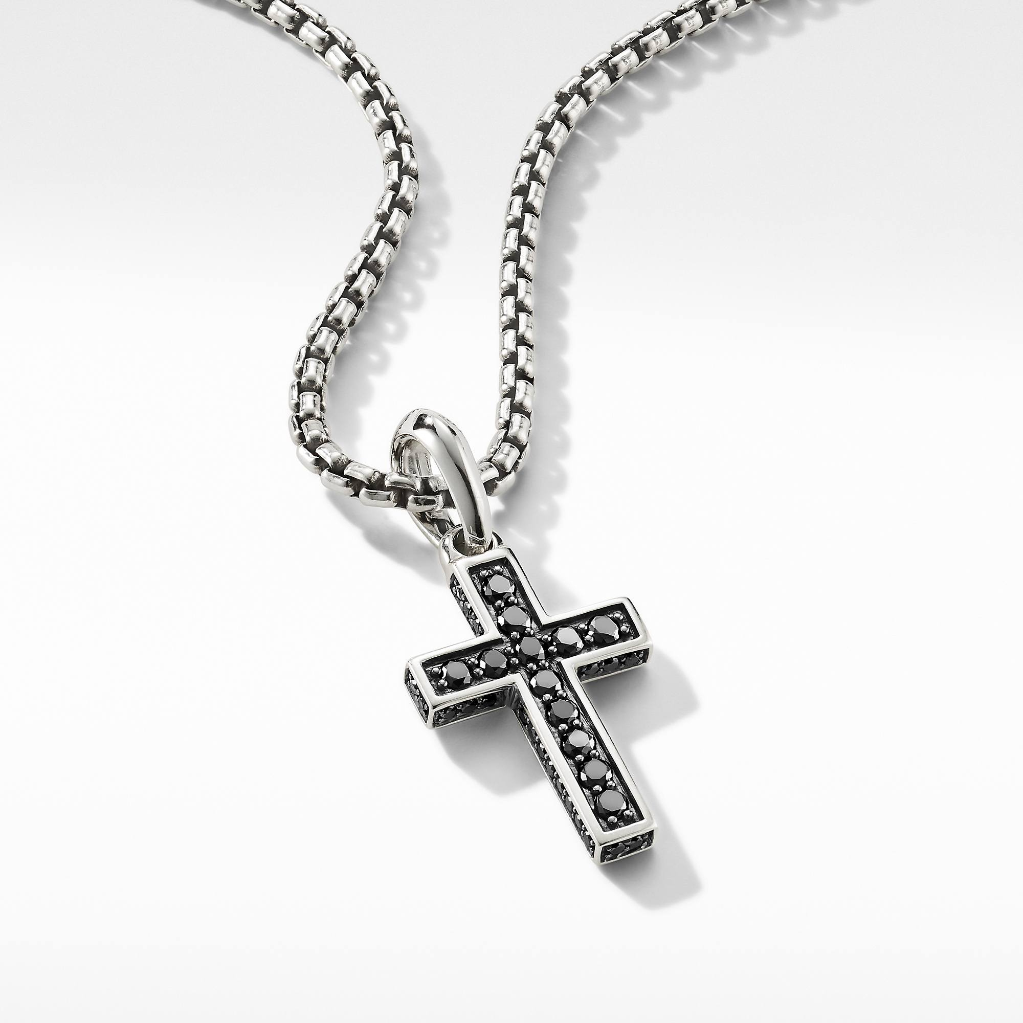 Mens black clearance diamond cross necklace