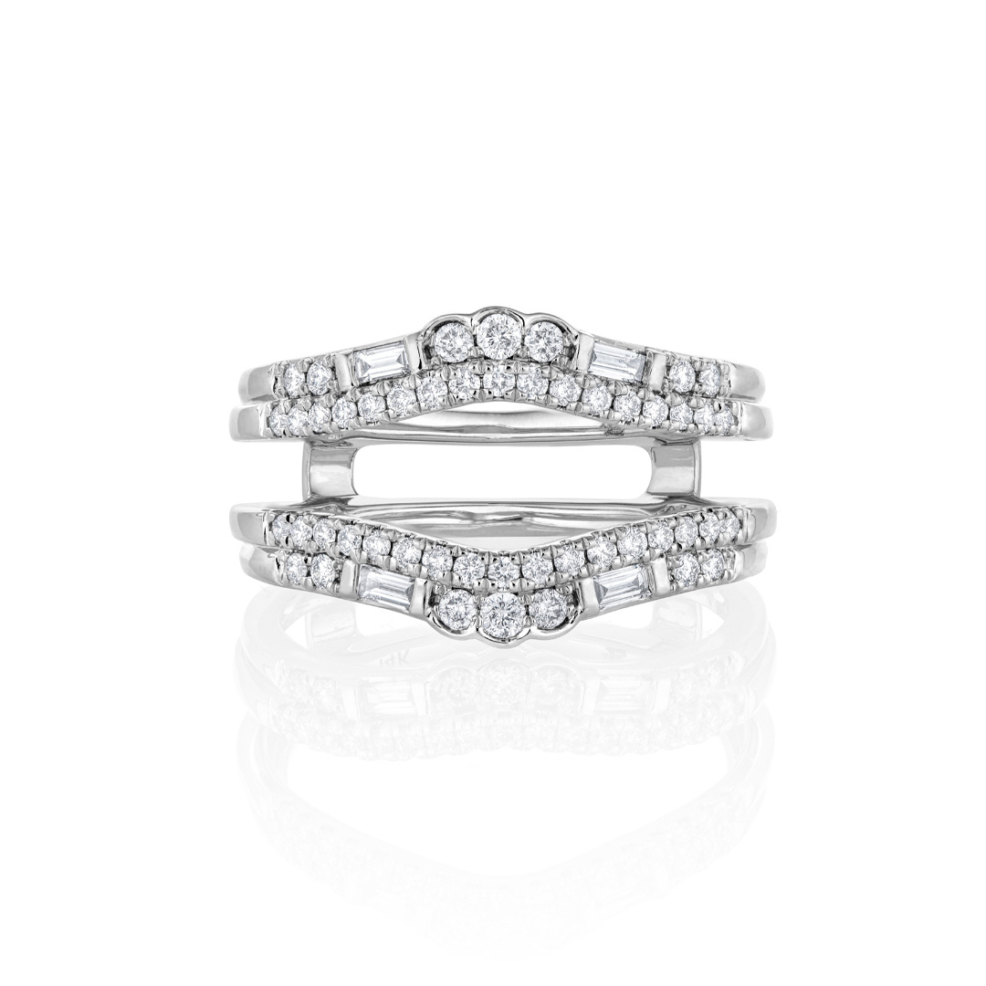 Curved White Gold Diamond Ring Guard Enhancer