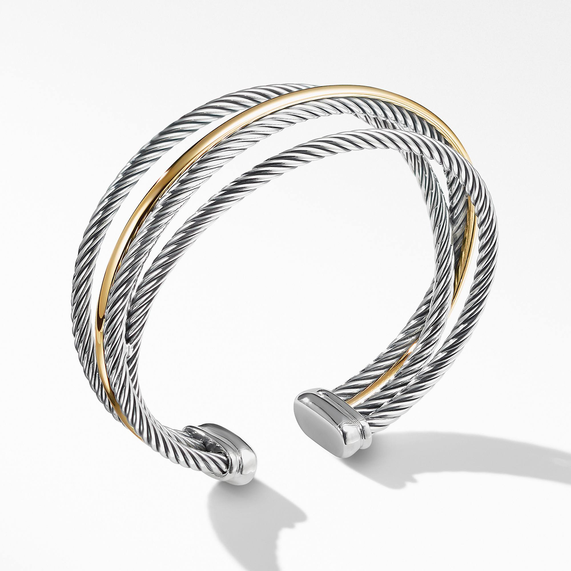 David Yurman Crossover Three-Row Cuff with Gold | Lee Michaels