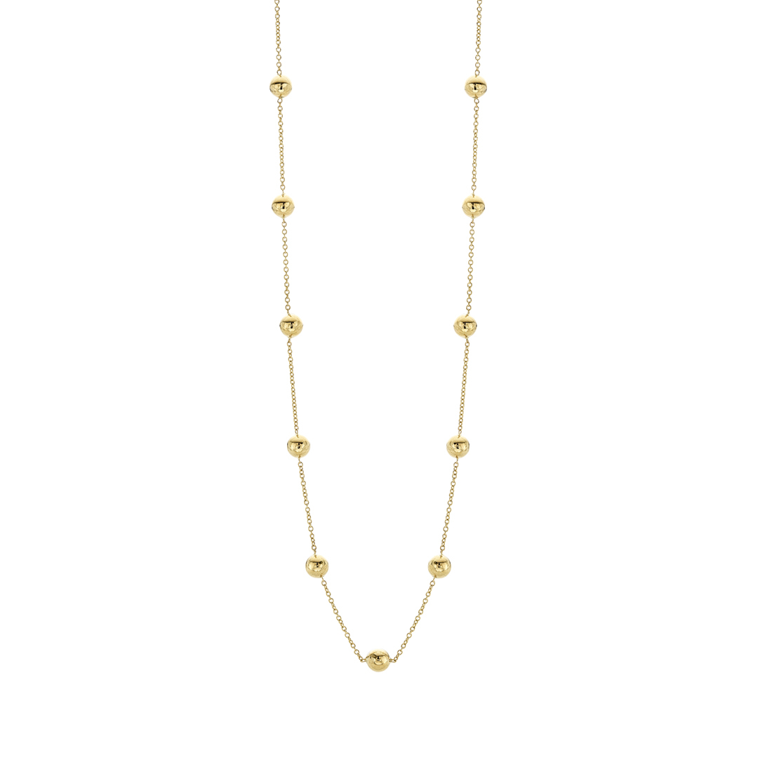 Polished Yellow Gold Ball Station Necklace