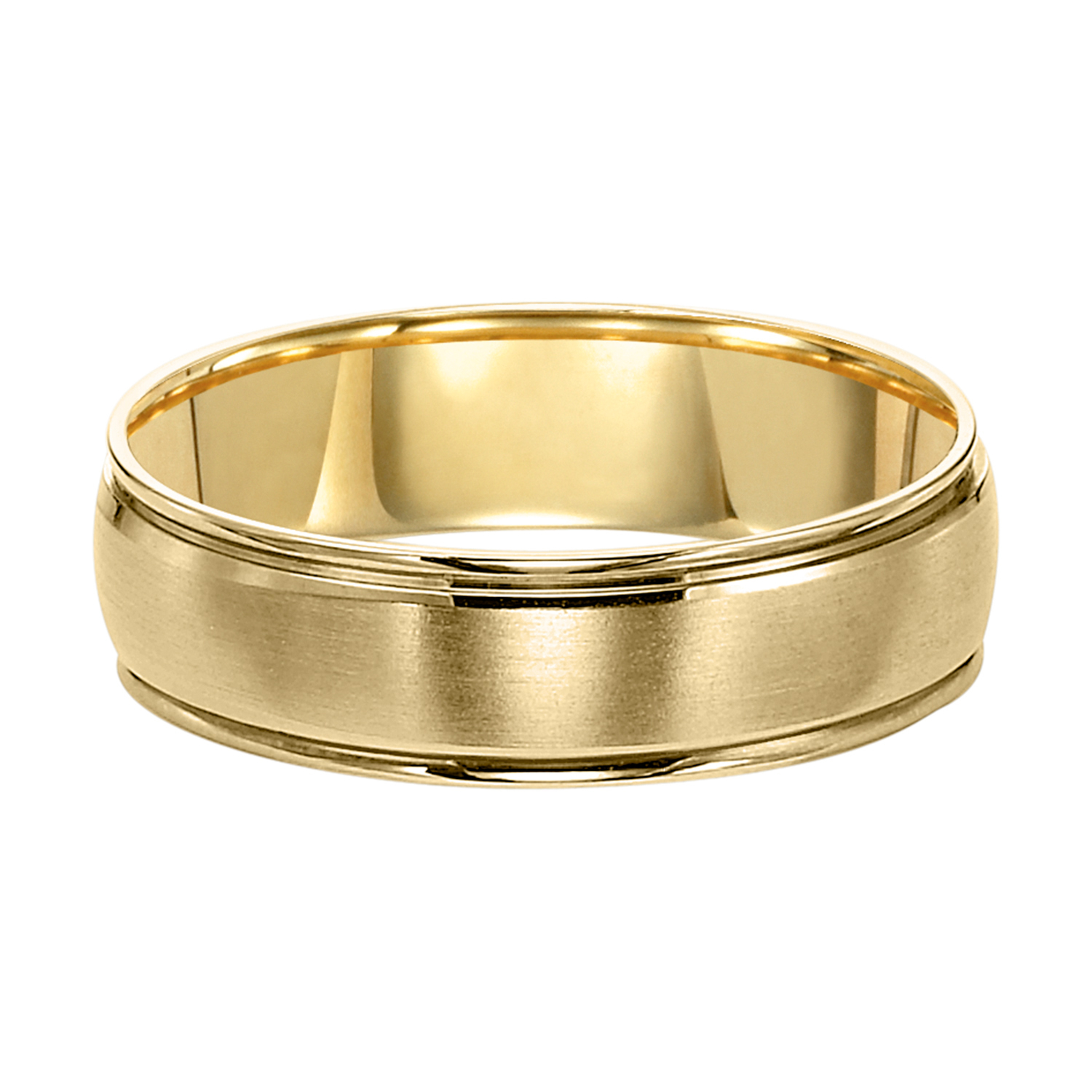 Gents 14K Yellow Gold Wedding Band with Brushed Finish | Lee 