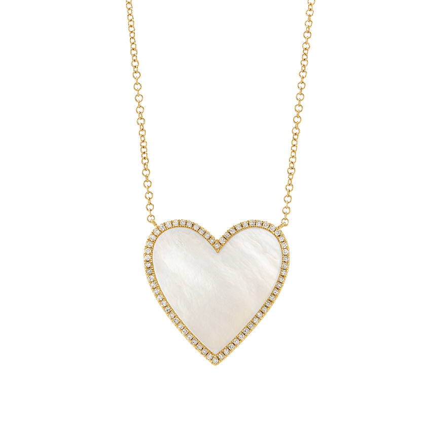 Mother of Pearl & Diamond Heart Necklace | Lee Michaels Fine Jewelry