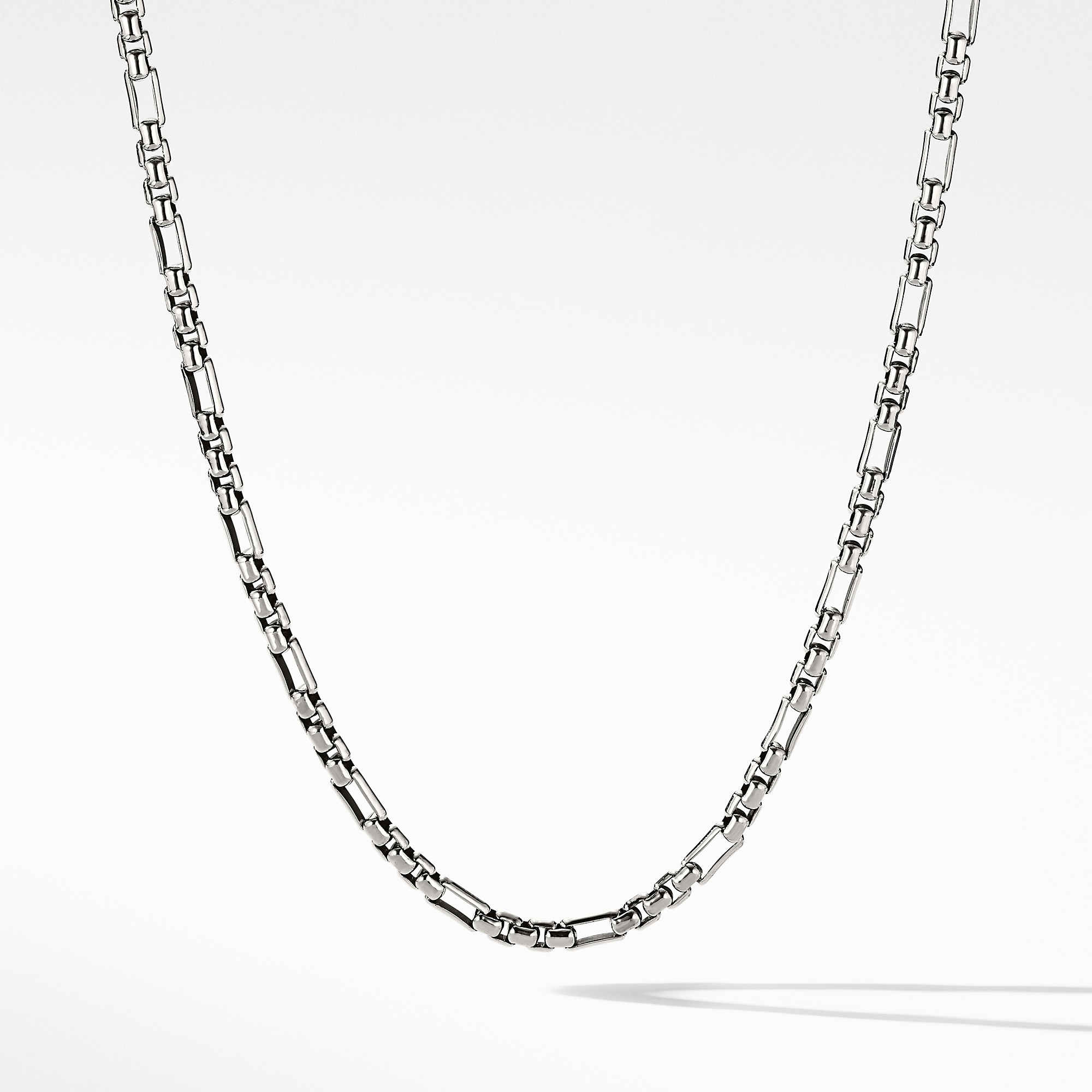 David Yurman Men's Curb Chain Necklace with Pavé Black Diamonds - Sterling Silver - Size 22