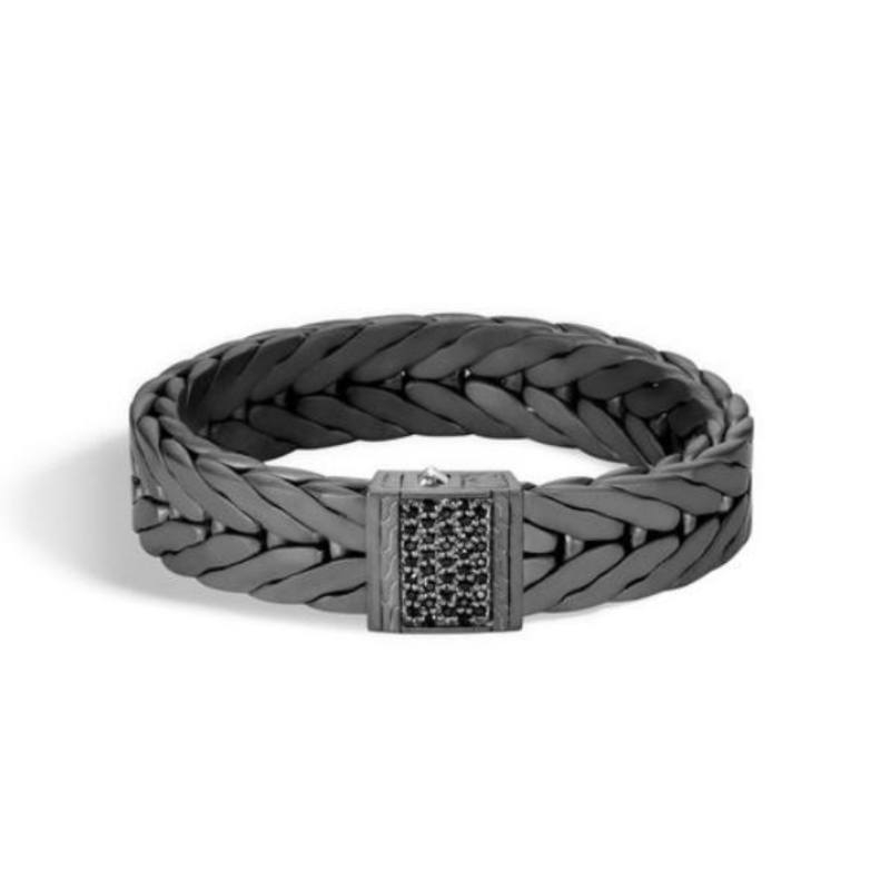 Sterling Silver Black Rhodium Mens Bracelet