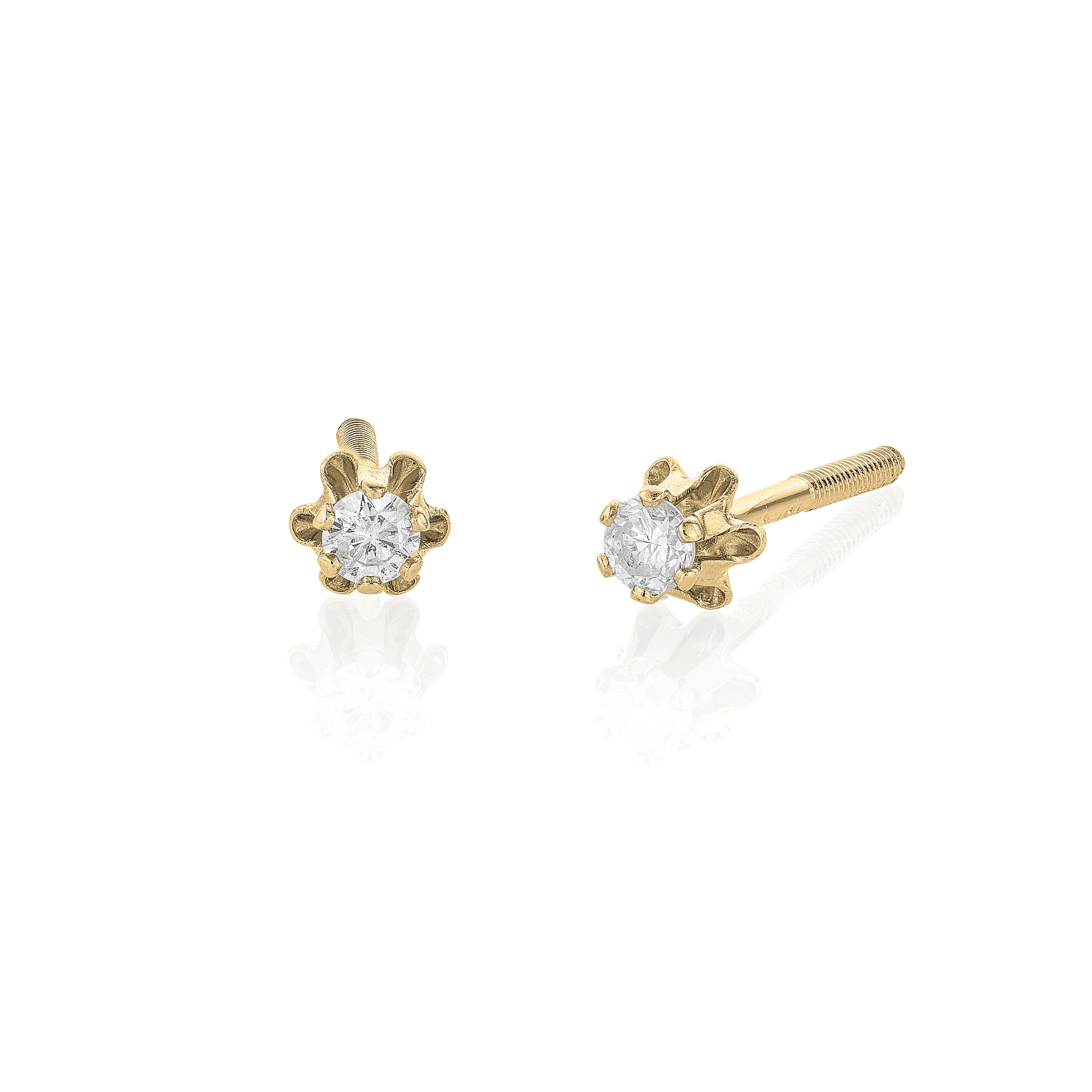 FANCIME Round Diamond-Cut 14K Yellow Gold Stud Earrings – FANCI.ME