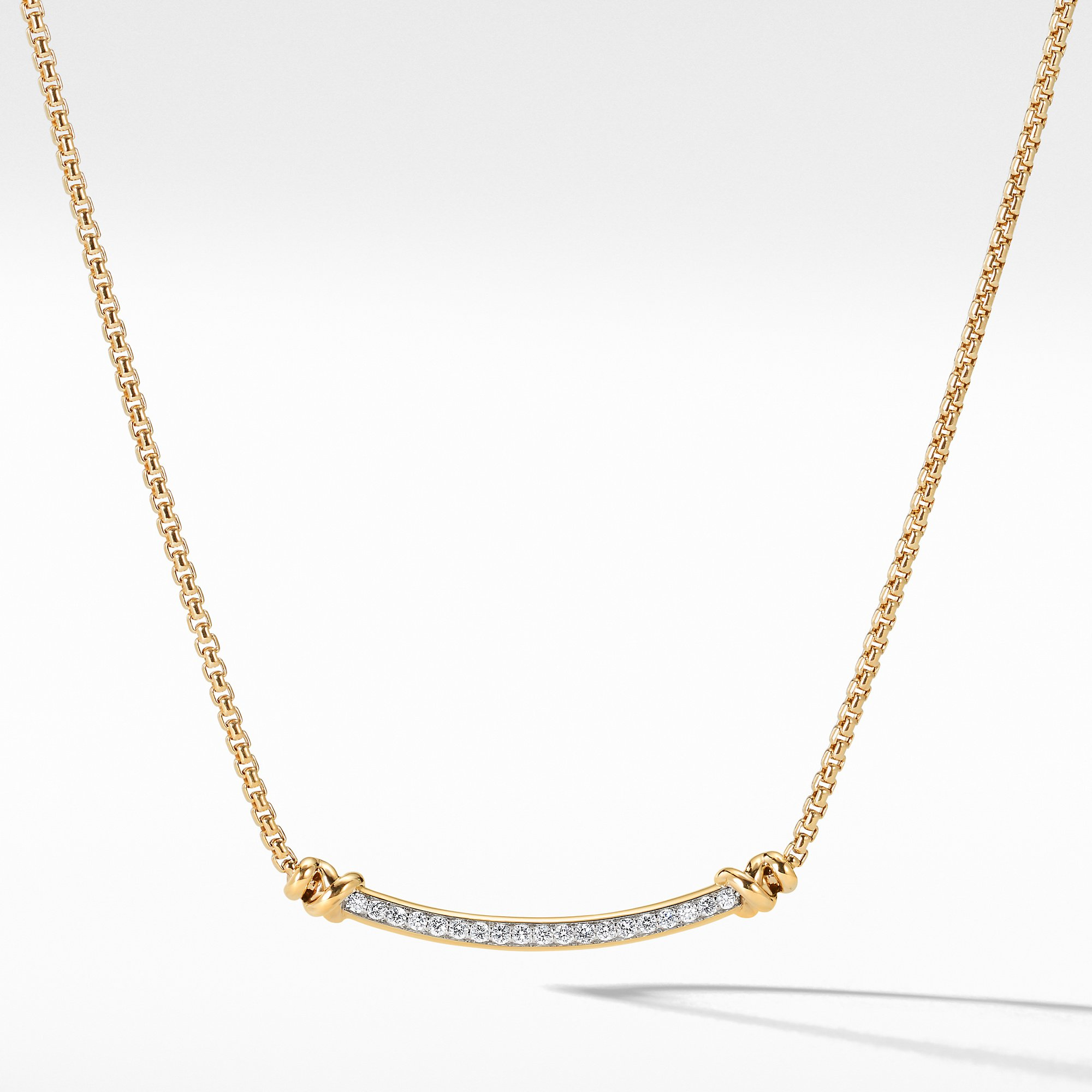 David Yurman Petite Helena Curved Bar Necklace in 18k Yellow Gold with  Diamonds | Lee Michaels Fine Jewelry stores