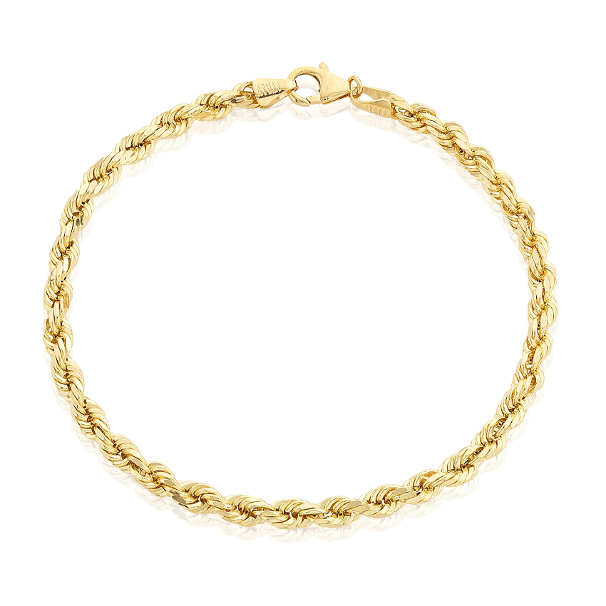 14K Gold 7 Inch Semisolid Rope Chain Bracelet - JCPenney