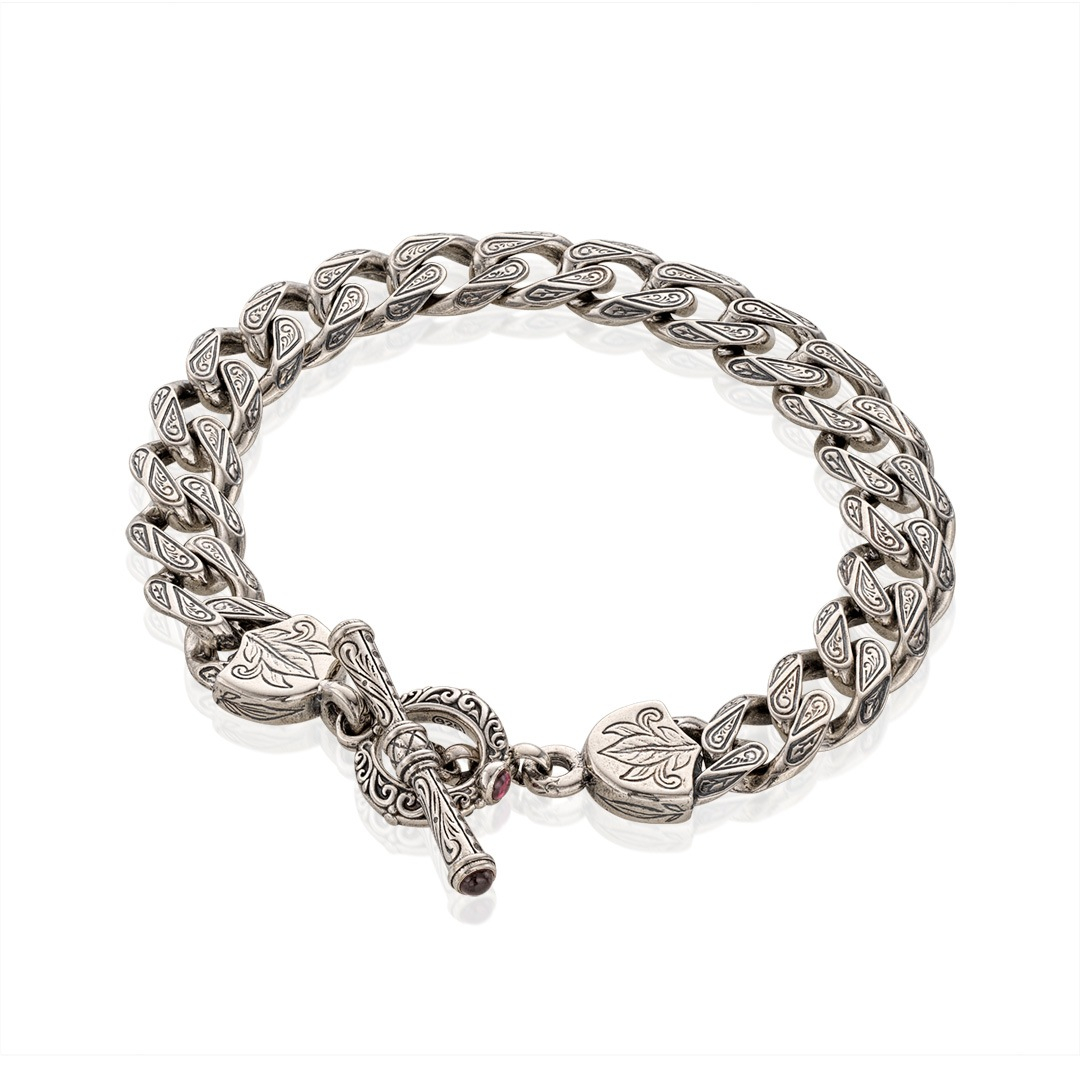 Konstantino Men's Etched Flat Link Bracelet | Lee Michaels Fine