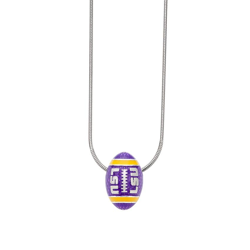 Sterling Silver Louisiana State LG 'LSU' Pendant Necklace - 22 in, Men's